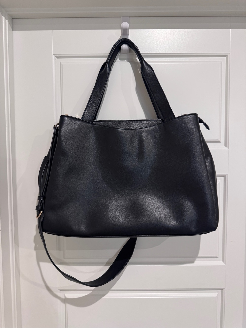 A New Day Black Faux Leather Laptop Tote Work Bag Crossbody Shoulder Purse
